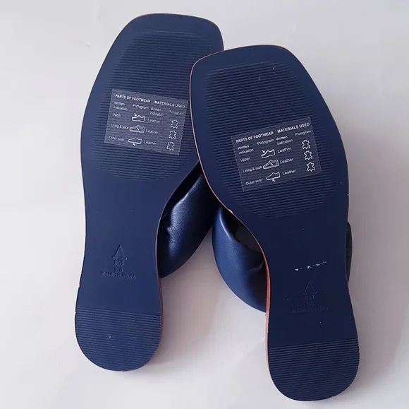 ANTHROPOLOGIE MAEVE Blue Leather Knotted Thong Sandals - Picture 10 of 11